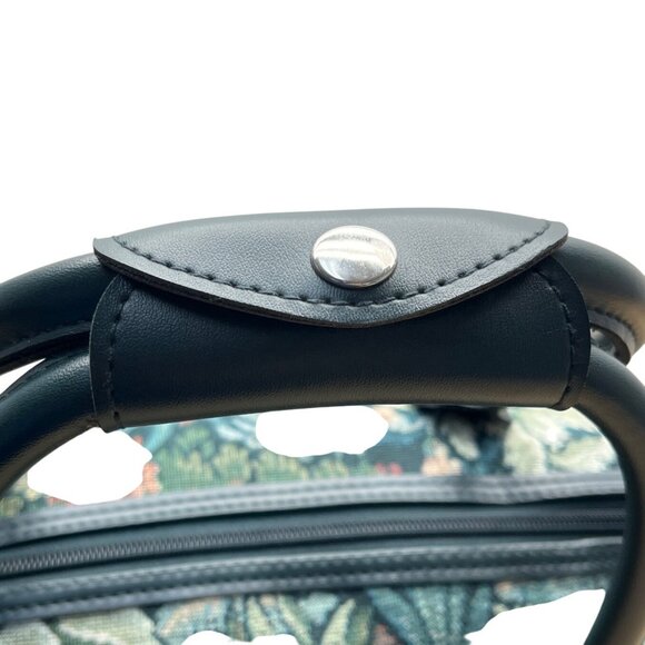 Atlantic Women’s Green Floral Tapestry Zippered Duffel Bag with Leather Handles - Picture 4 of 13